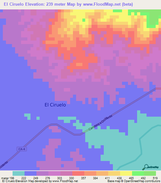El Ciruelo,Honduras Elevation Map