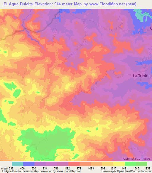 El Agua Dulcita,Honduras Elevation Map