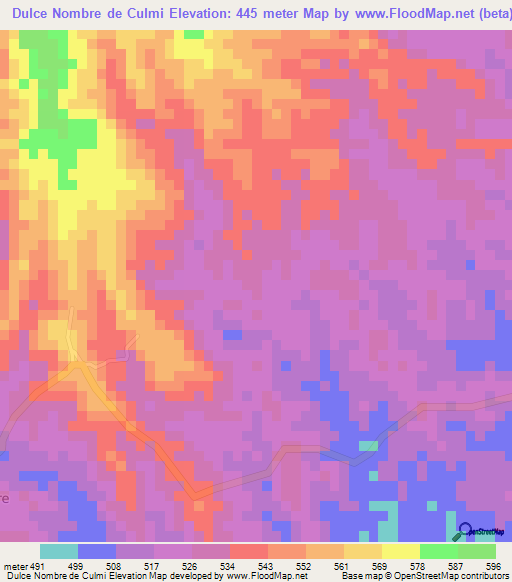 Dulce Nombre de Culmi,Honduras Elevation Map
