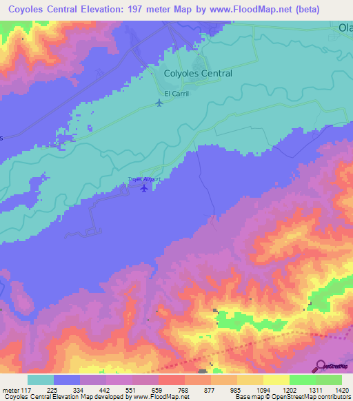Coyoles Central,Honduras Elevation Map