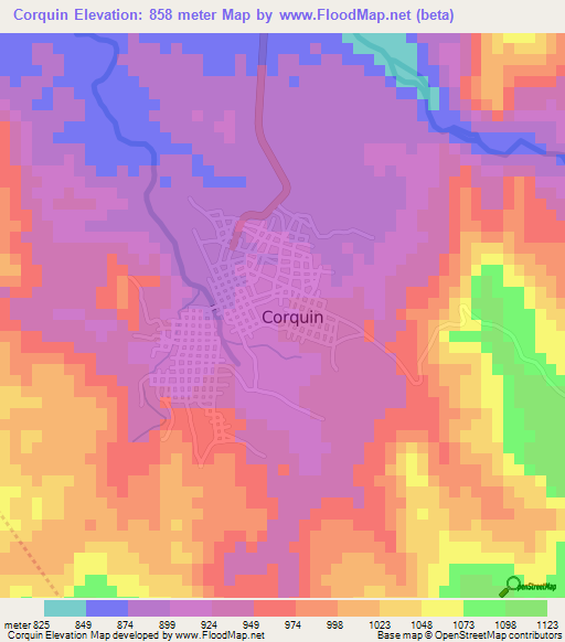 Corquin,Honduras Elevation Map