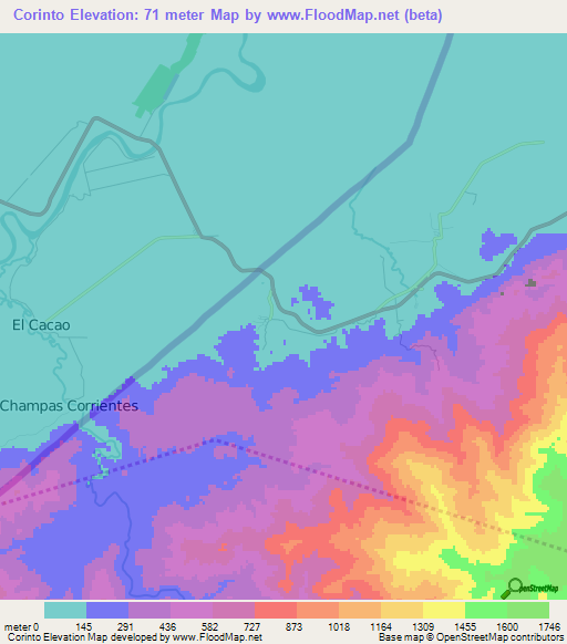 Corinto,Honduras Elevation Map