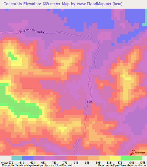 Concordia,Honduras Elevation Map