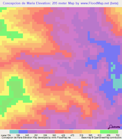 Concepcion de Maria,Honduras Elevation Map