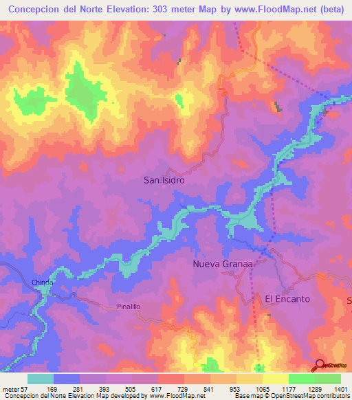 Concepcion del Norte,Honduras Elevation Map