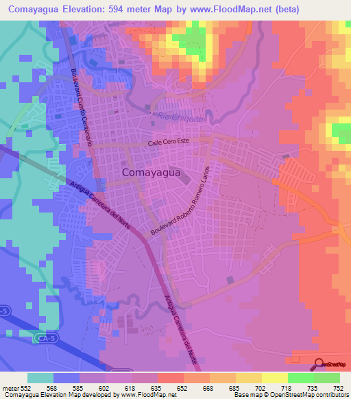 Comayagua,Honduras Elevation Map
