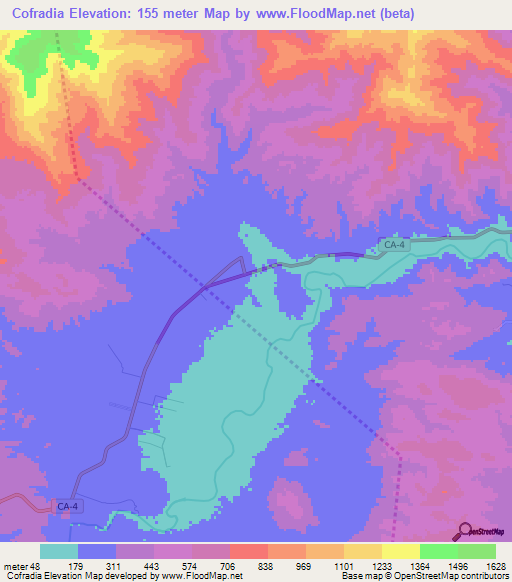 Cofradia,Honduras Elevation Map
