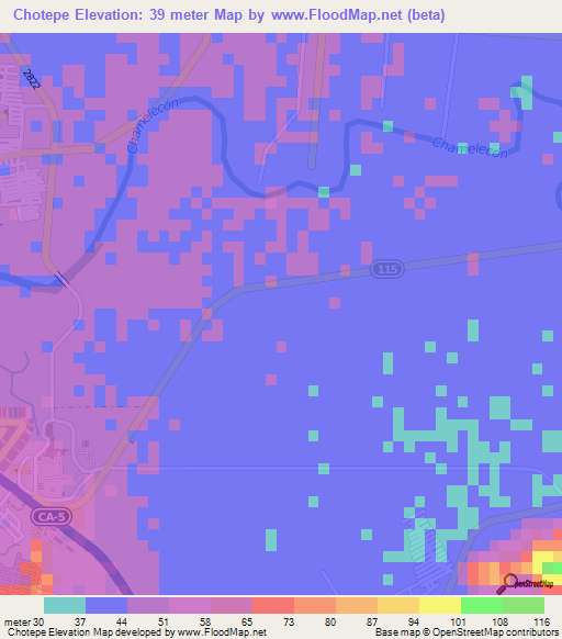 Chotepe,Honduras Elevation Map