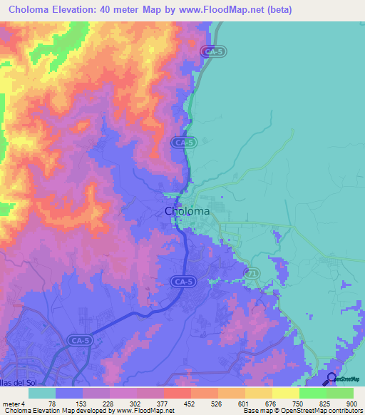 Choloma,Honduras Elevation Map