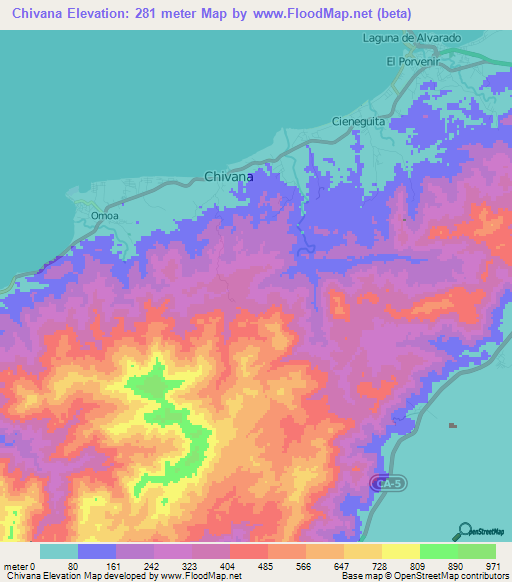 Chivana,Honduras Elevation Map