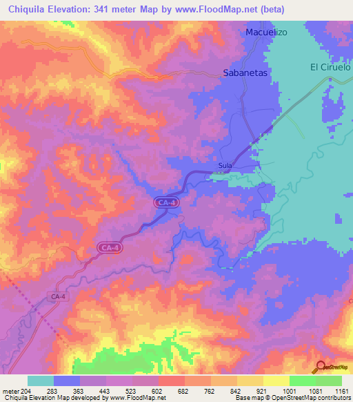 Chiquila,Honduras Elevation Map