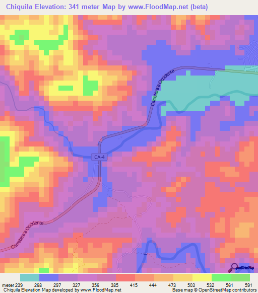 Chiquila,Honduras Elevation Map