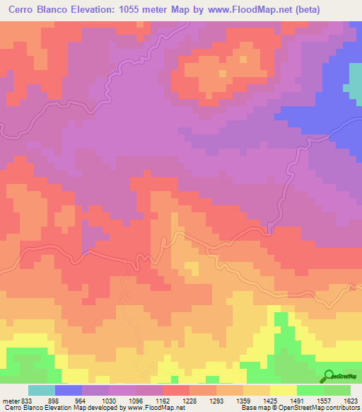 Cerro Blanco,Honduras Elevation Map
