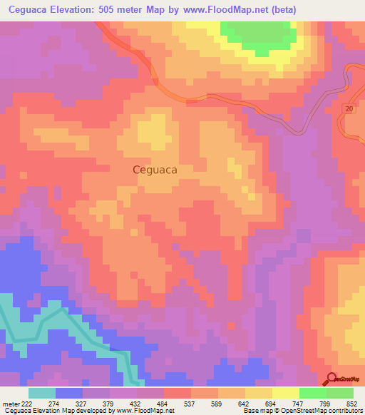 Ceguaca,Honduras Elevation Map