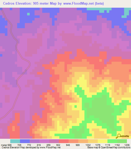 Cedros,Honduras Elevation Map