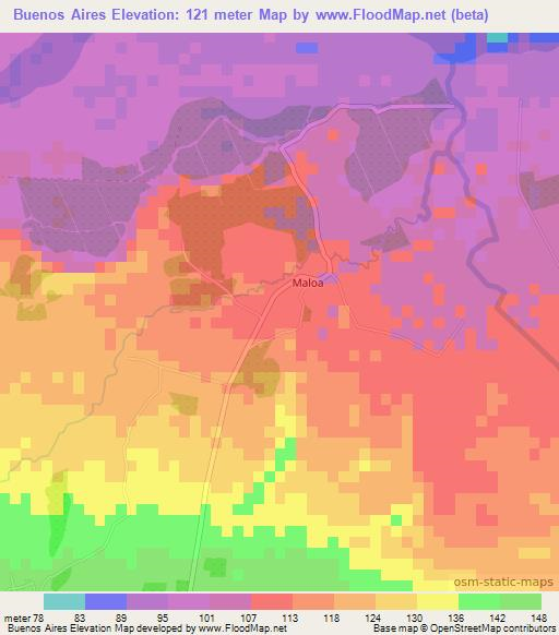 Buenos Aires,Honduras Elevation Map