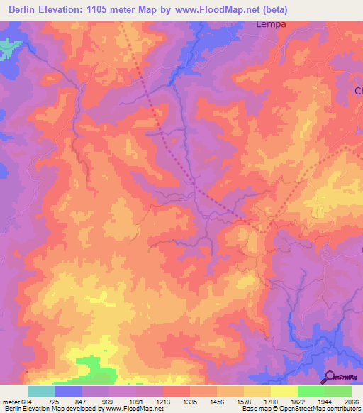 Berlin,Honduras Elevation Map