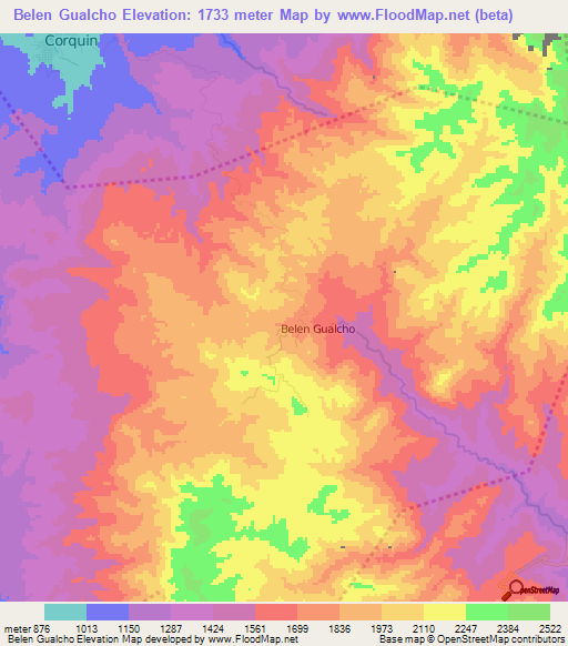 Belen Gualcho,Honduras Elevation Map