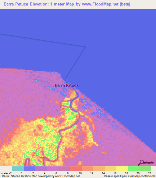 Barra Patuca,Honduras Elevation Map