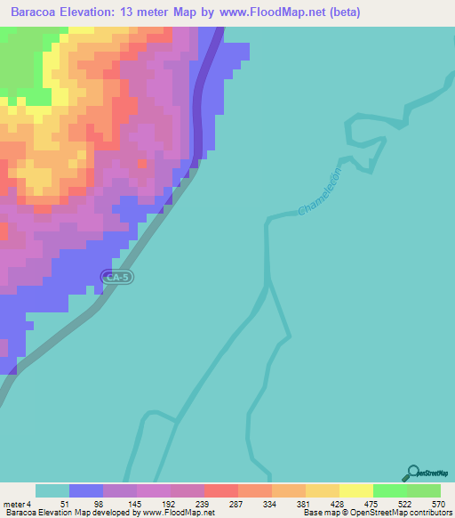 Baracoa,Honduras Elevation Map