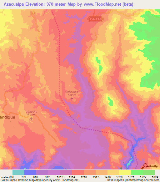 Azacualpa,Honduras Elevation Map