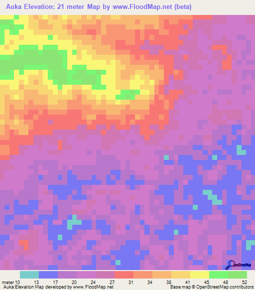 Auka,Honduras Elevation Map