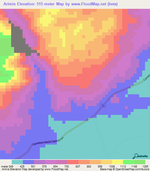 Arimis,Honduras Elevation Map