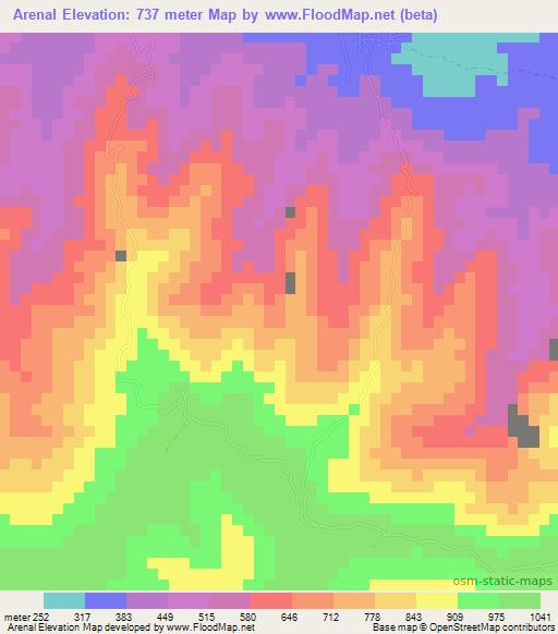 Arenal,Honduras Elevation Map