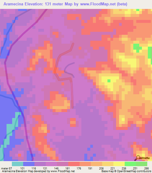 Aramecina,Honduras Elevation Map