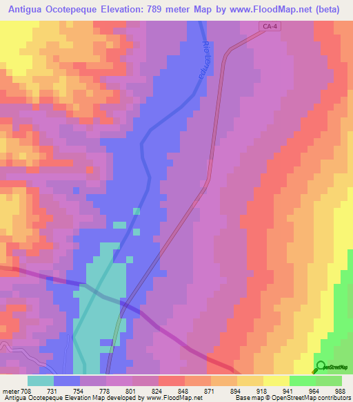 Antigua Ocotepeque,Honduras Elevation Map