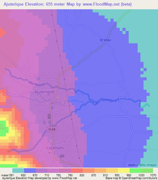 Ajuterique,Honduras Elevation Map
