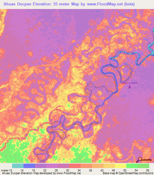 Ahuas Ducpan,Honduras Elevation Map
