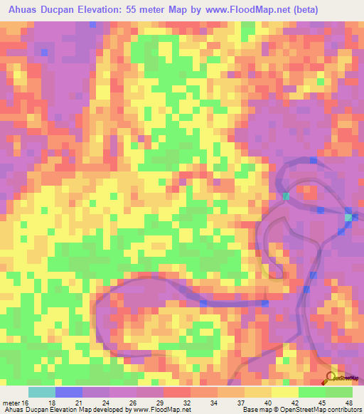 Ahuas Ducpan,Honduras Elevation Map