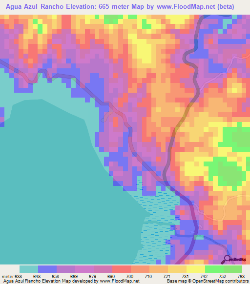 Agua Azul Rancho,Honduras Elevation Map