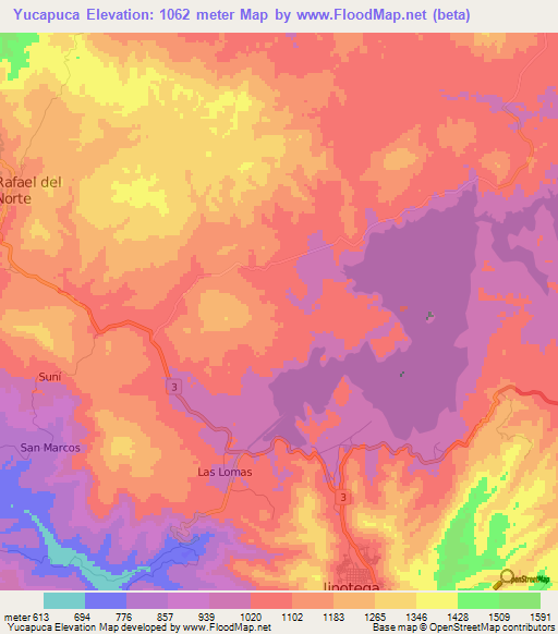 Yucapuca,Nicaragua Elevation Map