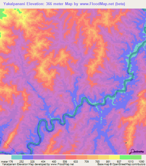 Yakalpanani,Nicaragua Elevation Map