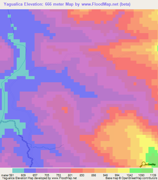 Yagualica,Nicaragua Elevation Map