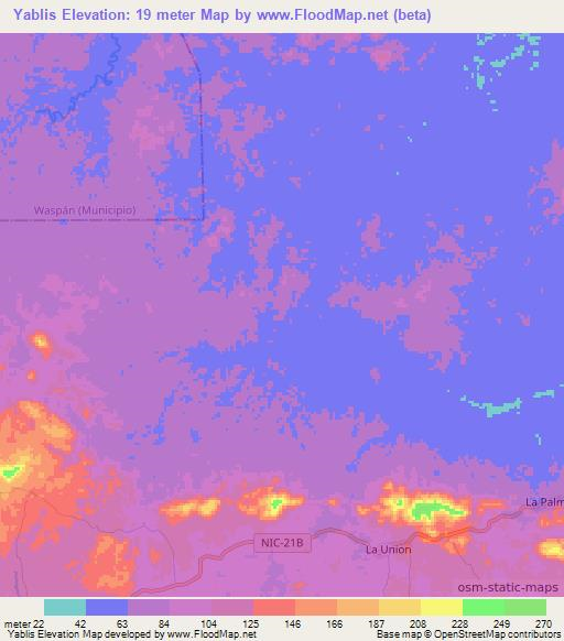 Yablis,Nicaragua Elevation Map