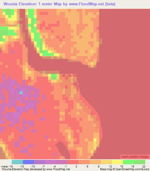 Wounta,Nicaragua Elevation Map