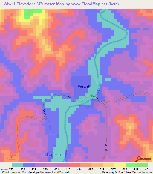 Wiwili,Nicaragua Elevation Map