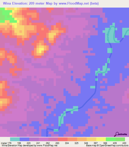 Wina,Nicaragua Elevation Map