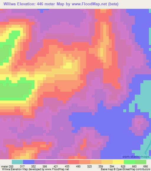 Wiliwa,Nicaragua Elevation Map