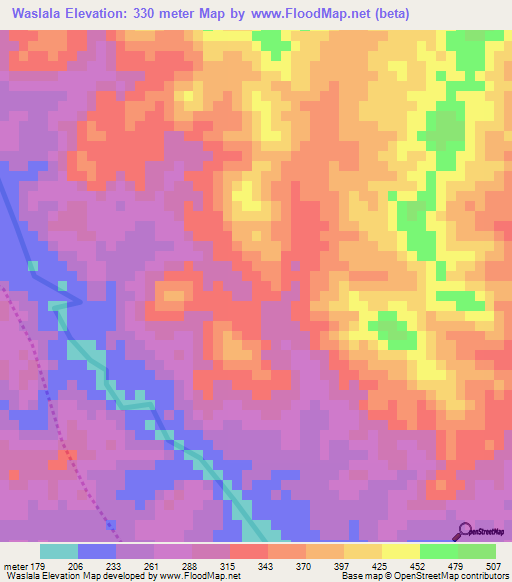 Waslala,Nicaragua Elevation Map