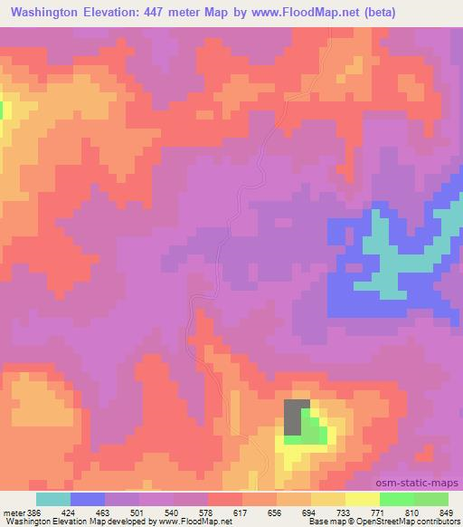 Washington,Nicaragua Elevation Map
