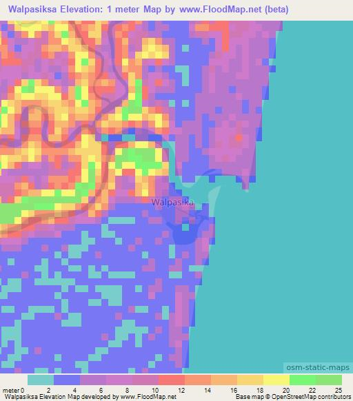 Walpasiksa,Nicaragua Elevation Map