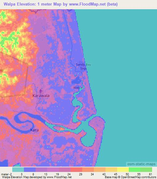 Walpa,Nicaragua Elevation Map