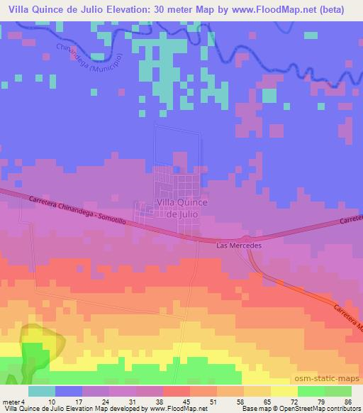 Villa Quince de Julio,Nicaragua Elevation Map