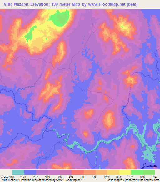 Villa Nazaret,Nicaragua Elevation Map