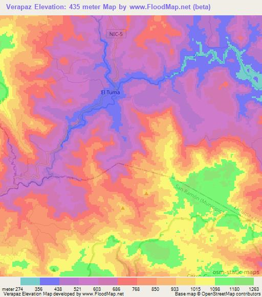 Verapaz,Nicaragua Elevation Map