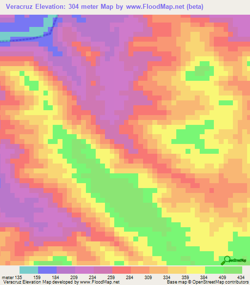 Veracruz,Nicaragua Elevation Map